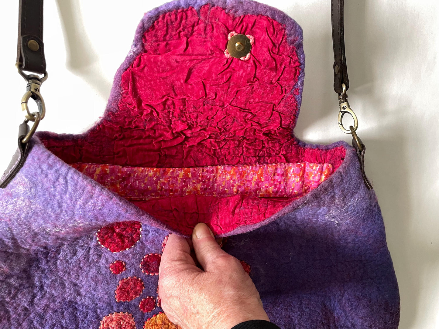 Felted Shoulder Bag, Purple