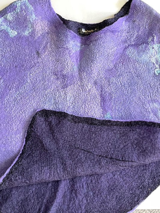 Felted Wool and Silk Poncho, Women's , Purple