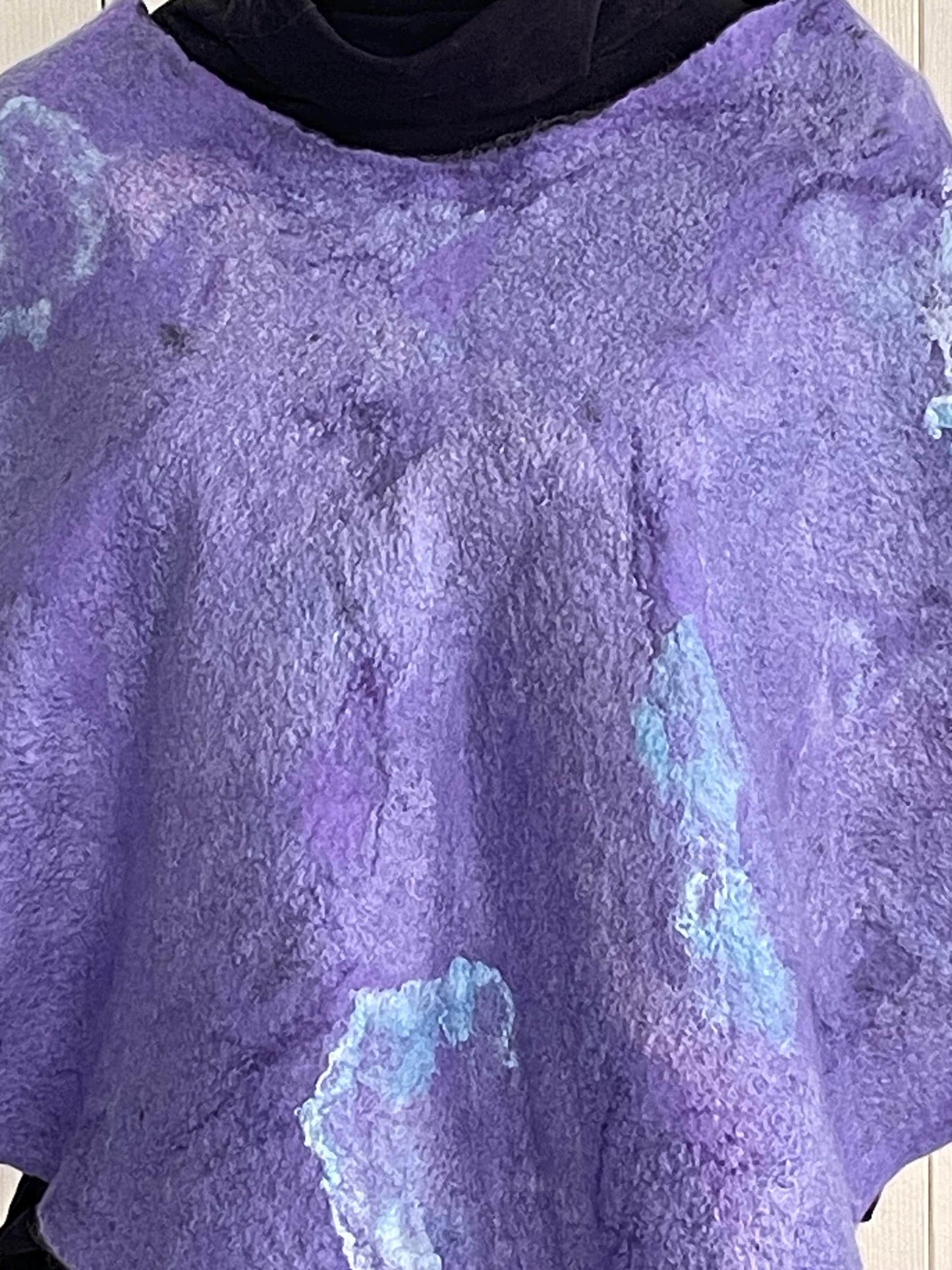 Felted Wool and Silk Poncho, Women's , Purple