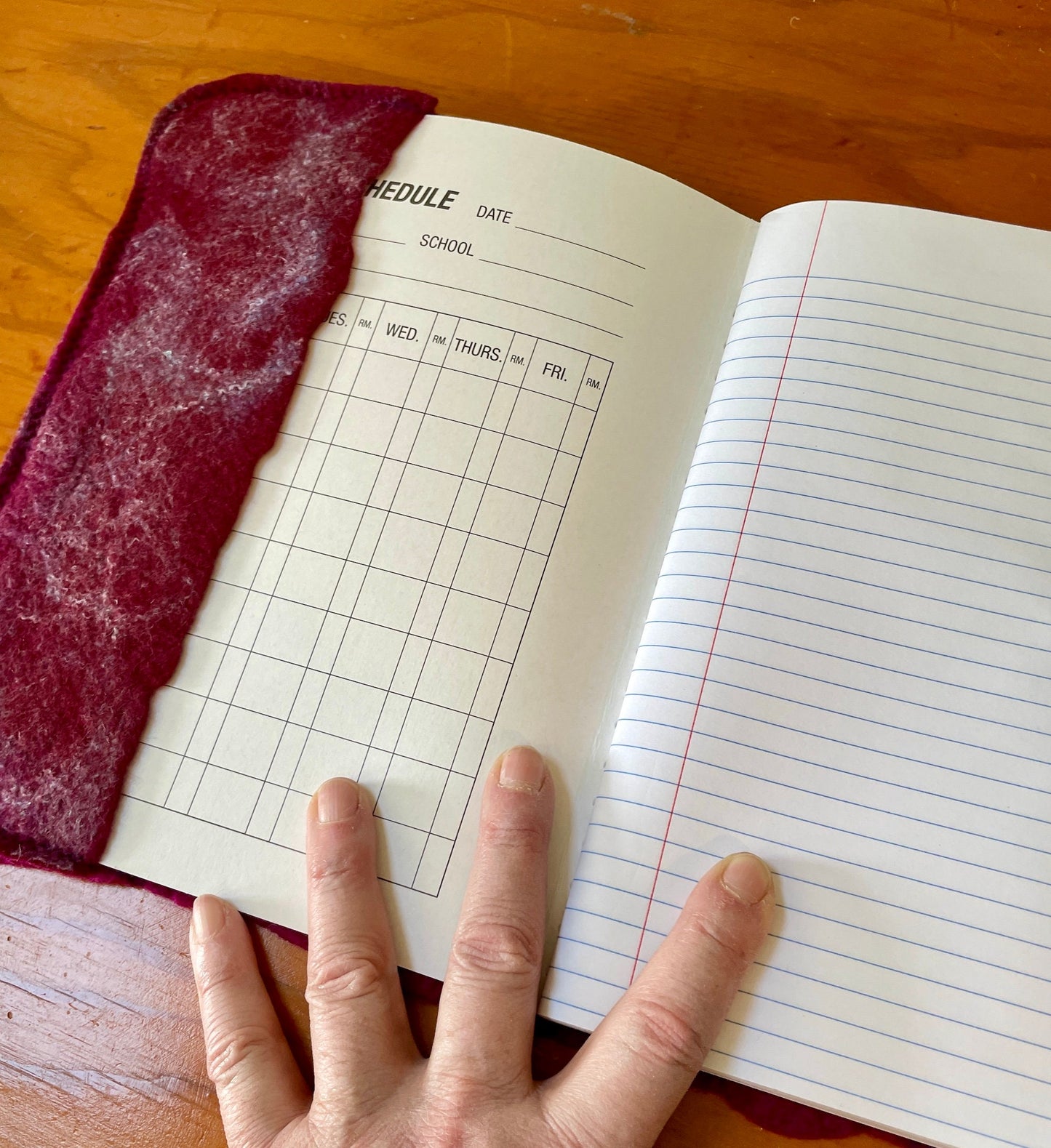 Scarlet Felted Journal Cover, Merino Wool, A5 Notebook
