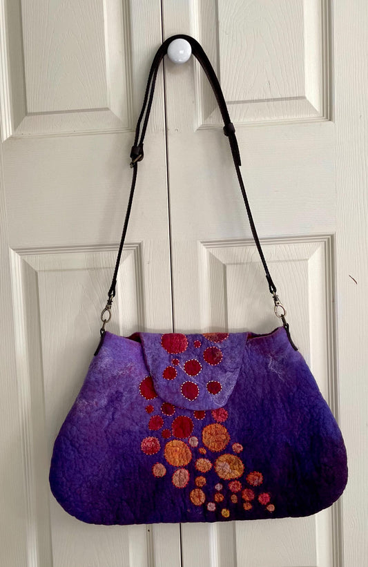 Felted Shoulder Bag, Purple