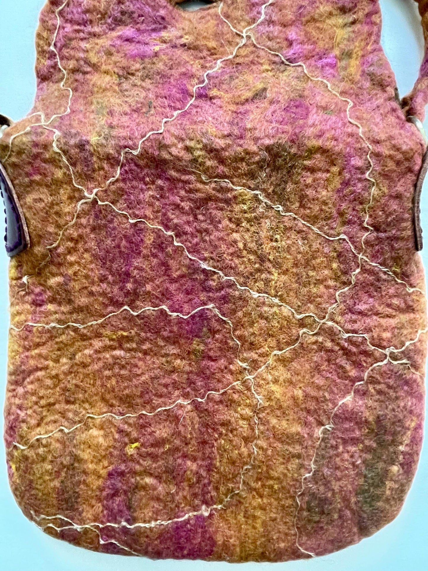 Felted Crossbody Bag, Tan and Rose