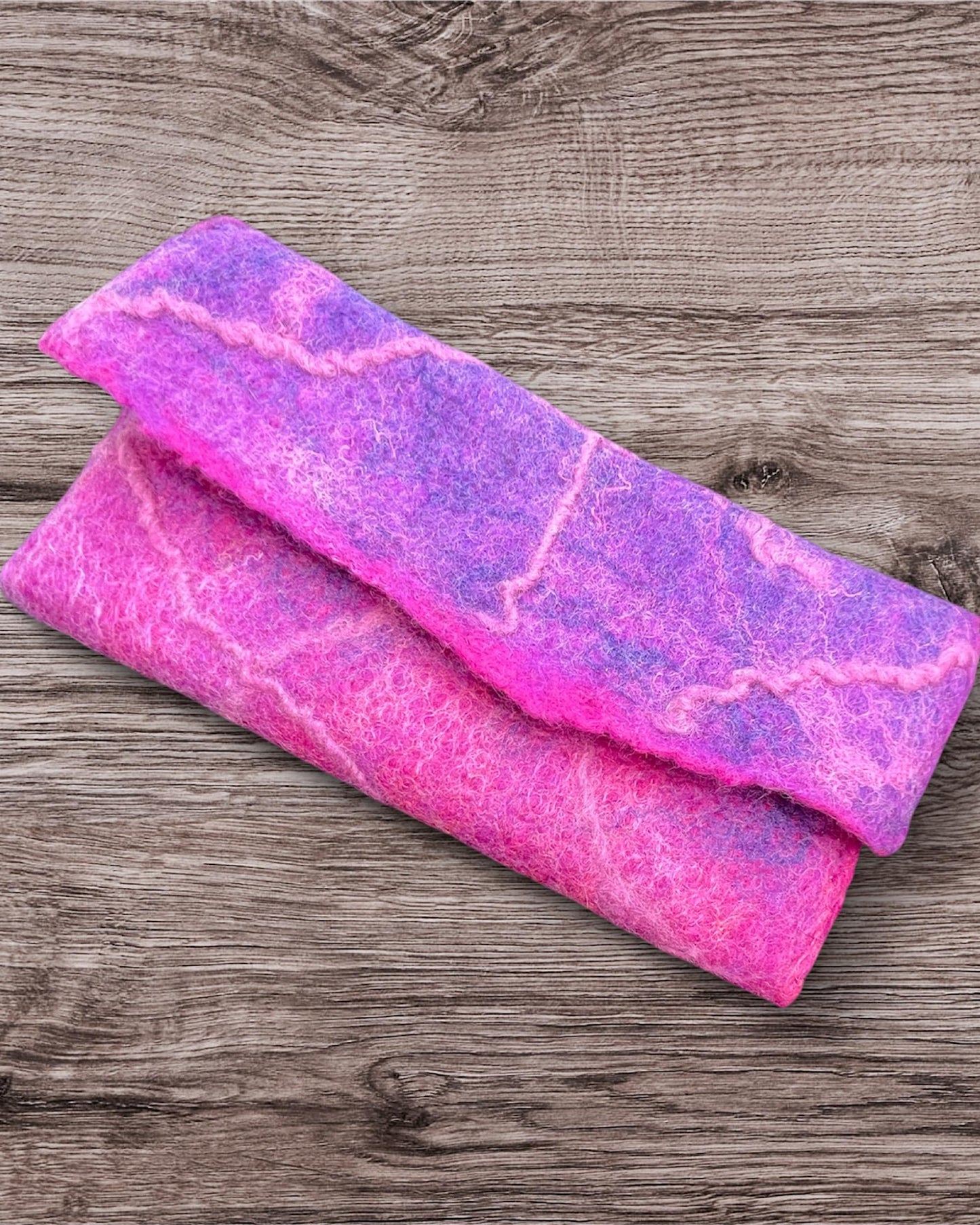 Felted Trifold Wallet, Rose Pink, Lined Coin Purse