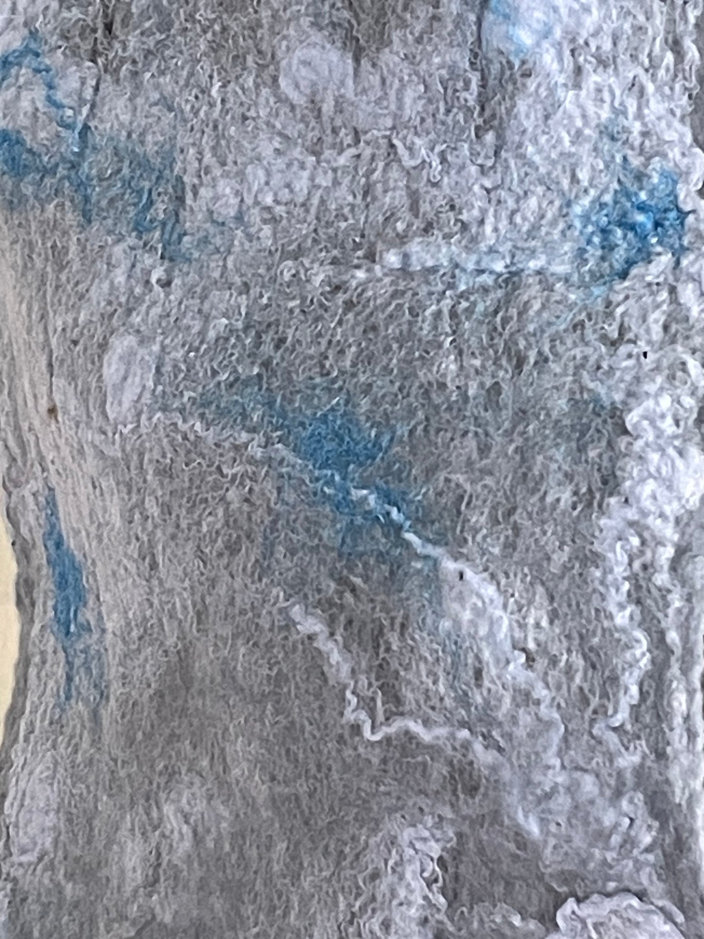 Felted Gray Cobweb Scarf, Blue