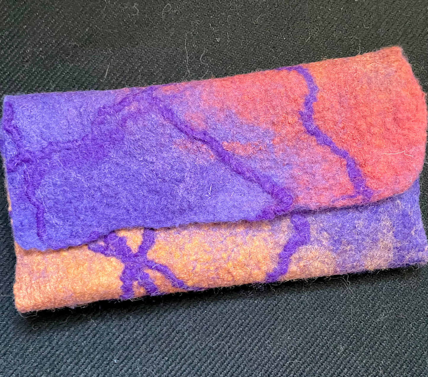 Felted Wallet, Purple and Brown