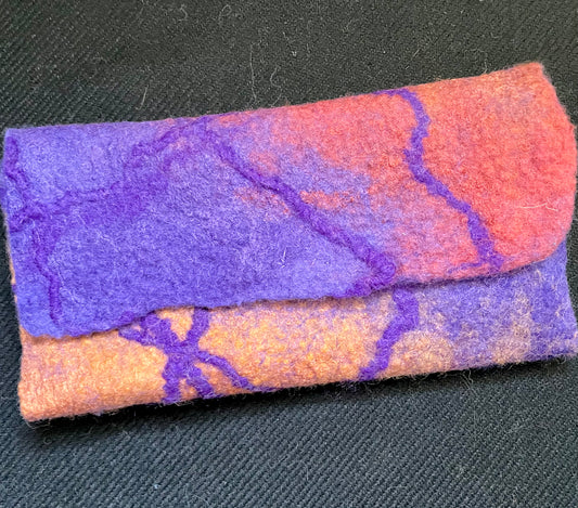 Felted Wallet, Purple and Brown