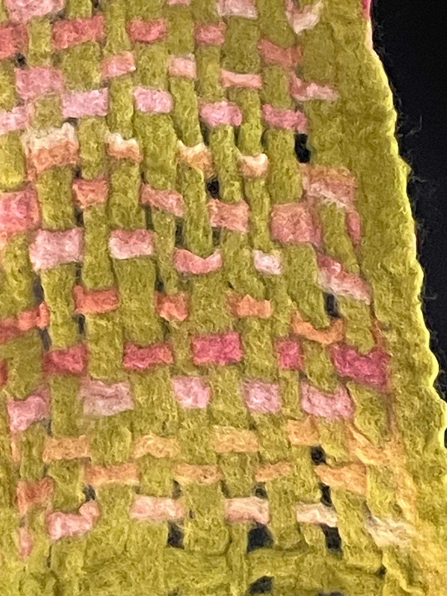 Felted Scarf Chartreuse and Rose