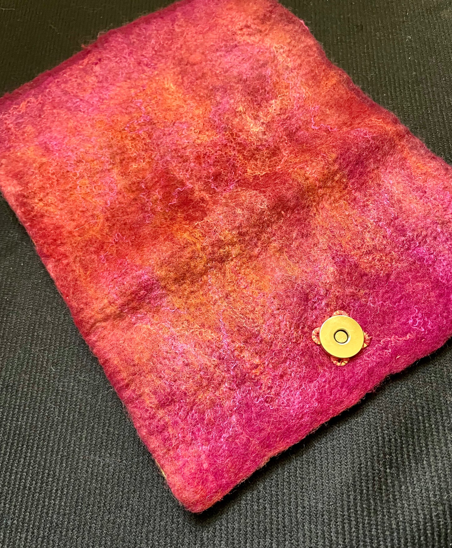 Felted Trifold Wallet, Rose Pink Lined, Unique Design