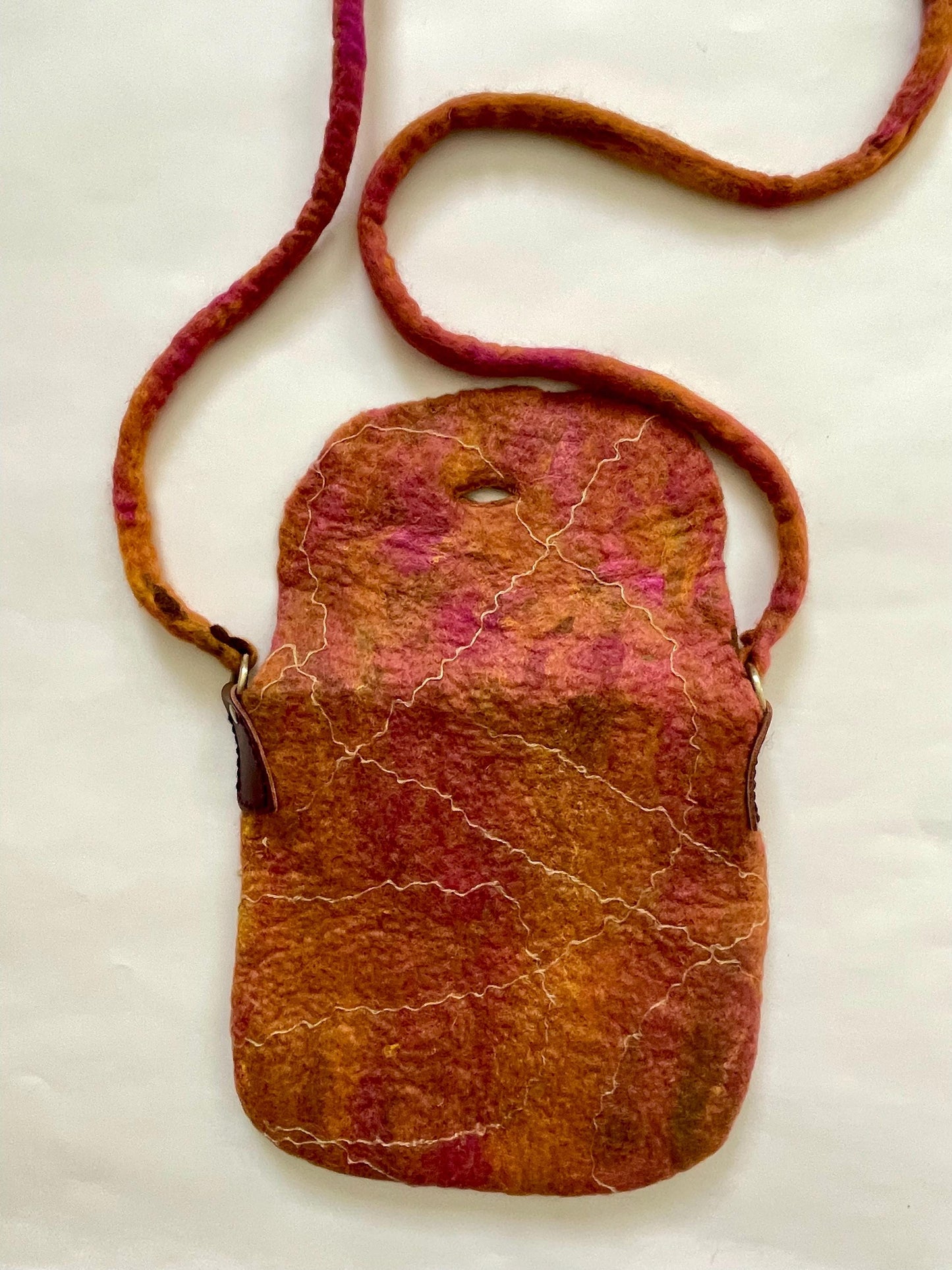 Felted Crossbody Bag, Tan and Rose
