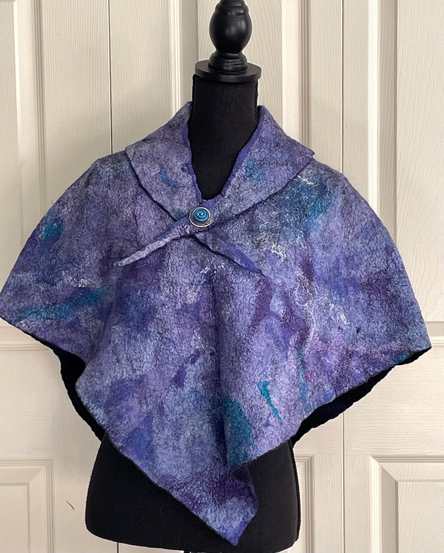 Felted Wool and Silk Poncho, Women's , Blue Purple