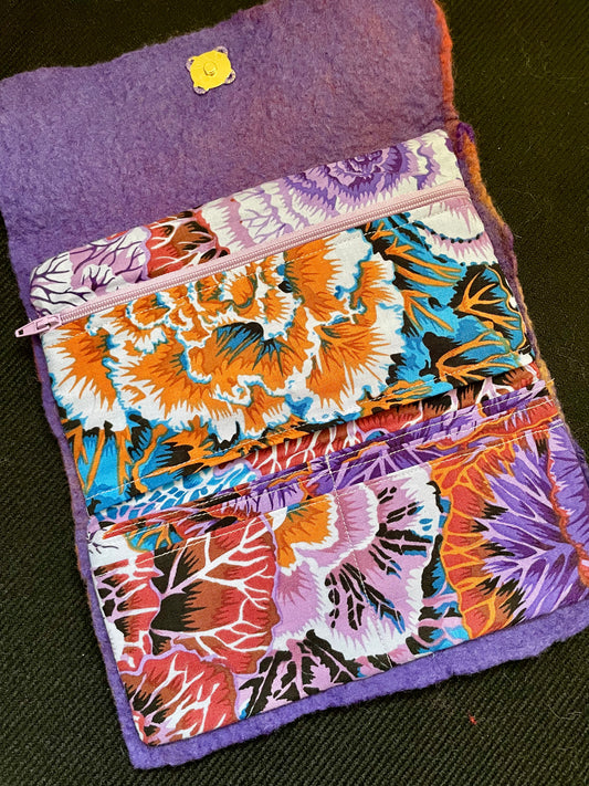 Felted Wallet, Purple and Brown