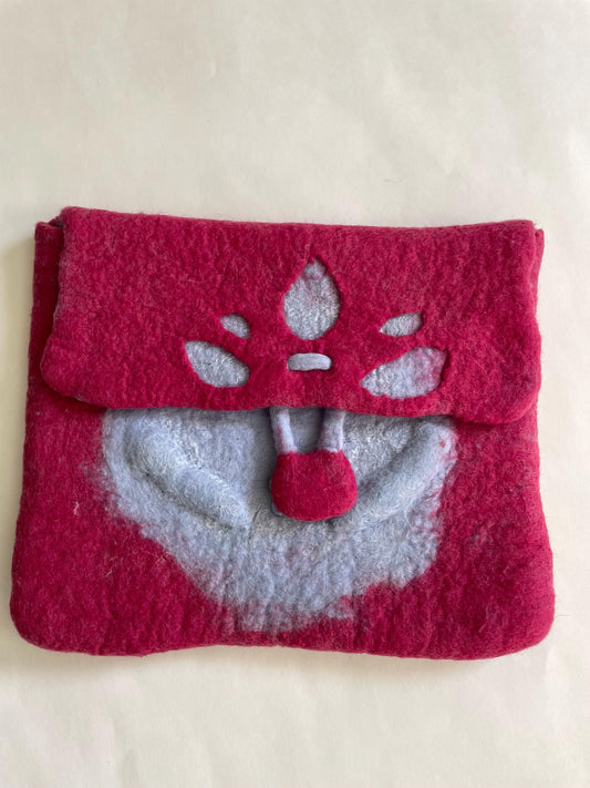 Felted Tablet Case Unique , IPad case, Red and Blue