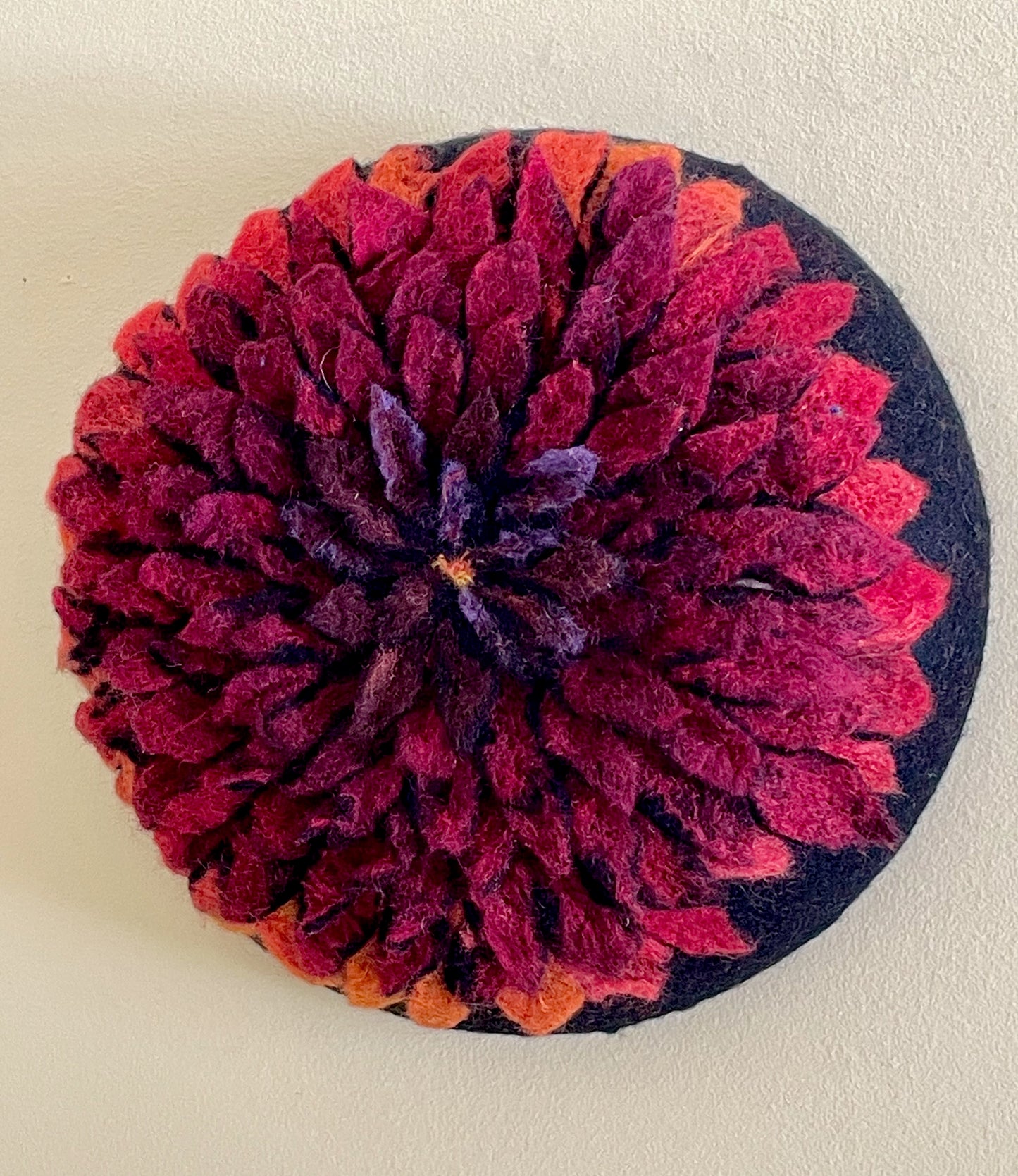 Red Dahlia Felted Flower