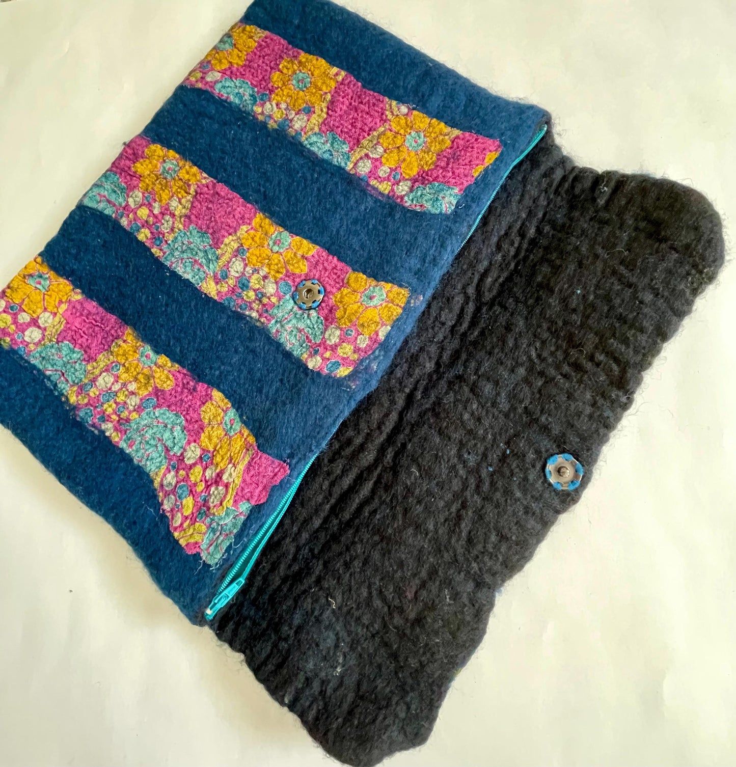 Felted Tablet Case Blue Sari Silk Nuno Felted